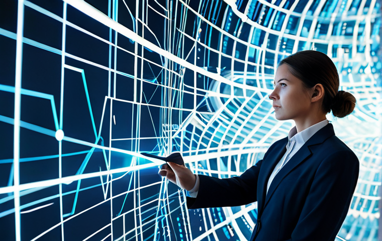 A focused professional individual, dressed in a sharp, modest business suit, stands amidst a dynamically shifting abstract environment. Geometric shapes and glowing data streams subtly reconfigure around them, symbolizing constant change and evolving strategies. The individual holds a stylus, thoughtfully interacting with a translucent, holographic display showing intricate patterns. The pose is natural, conveying deep concentration and resilience. The image emphasizes learning and adaptation in a complex system. Perfect anatomy, correct proportions, well-formed hands, proper finger count, natural body proportions. Safe for work, appropriate content, fully clothed, professional, high-quality, ultra-detailed.