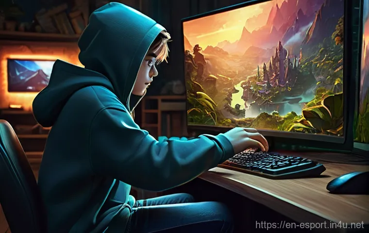 롤 신규 유저 가이드 - **Prompt 1: A New Player's Gaze Upon Summoner's Rift** A young adult, appearing around 18-22 yea...