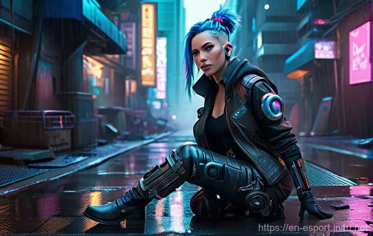 LOL 커뮤니티 팬아트 모음 - Prompt 1: Dystopian Cyberpunk Jinx**