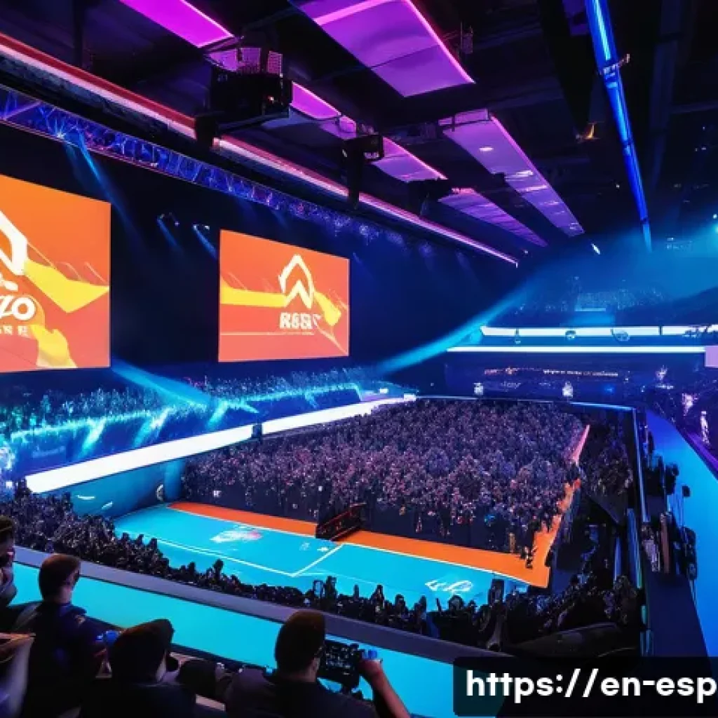 오버워치 리그 명경기 - A dynamic esports arena scene featuring an intense Overwatch League match in progress, showcasing a ...