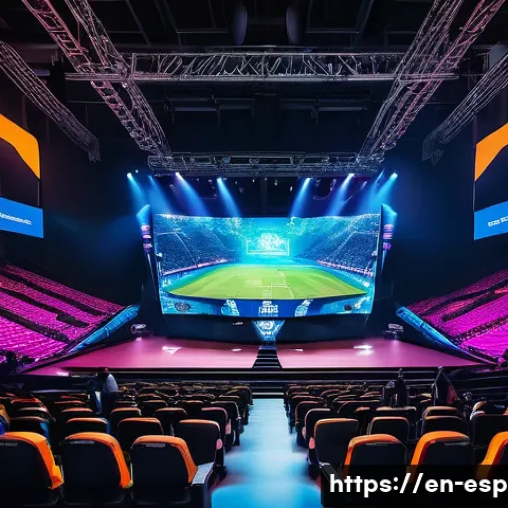 롤드컵 결승전 VIP 티켓 - A vibrant esports arena scene featuring a VIP seating area with plush, comfortable chairs in the fro...