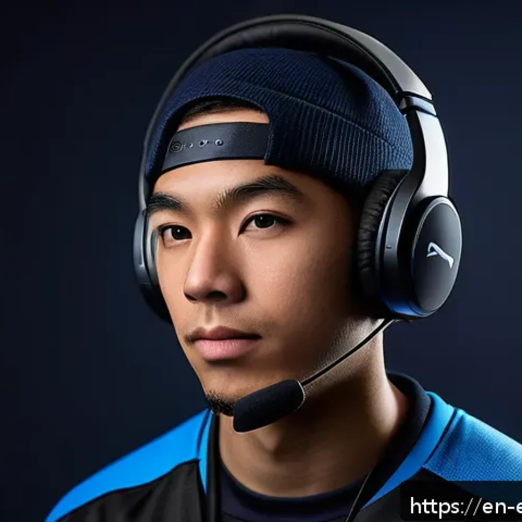 롤 선수 프로필 이미지 분석 - A professional esports player portrait featuring a confident young adult male wearing a sleek, dark ...