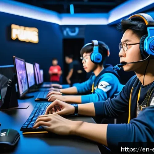 Home 17 배틀그라운드 e스포츠 팀 순위 - A dynamic esports arena scene showing a diverse team of young PUBG players from Southeast Asia in in...