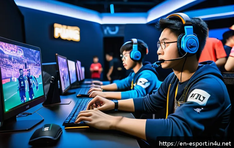 배틀그라운드 e스포츠 팀 순위 - A dynamic esports arena scene showing a diverse team of young PUBG players from Southeast Asia in in...